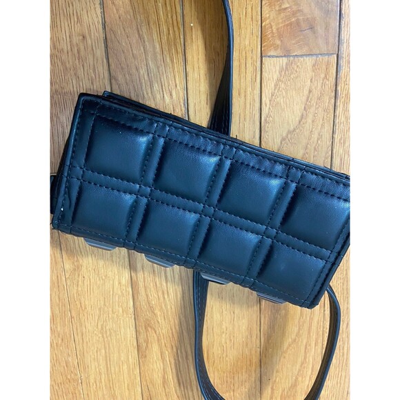 ZARA Small Studded Quilted Black Faux Leather Flap Crossbody Bag - Picture 7 of 10